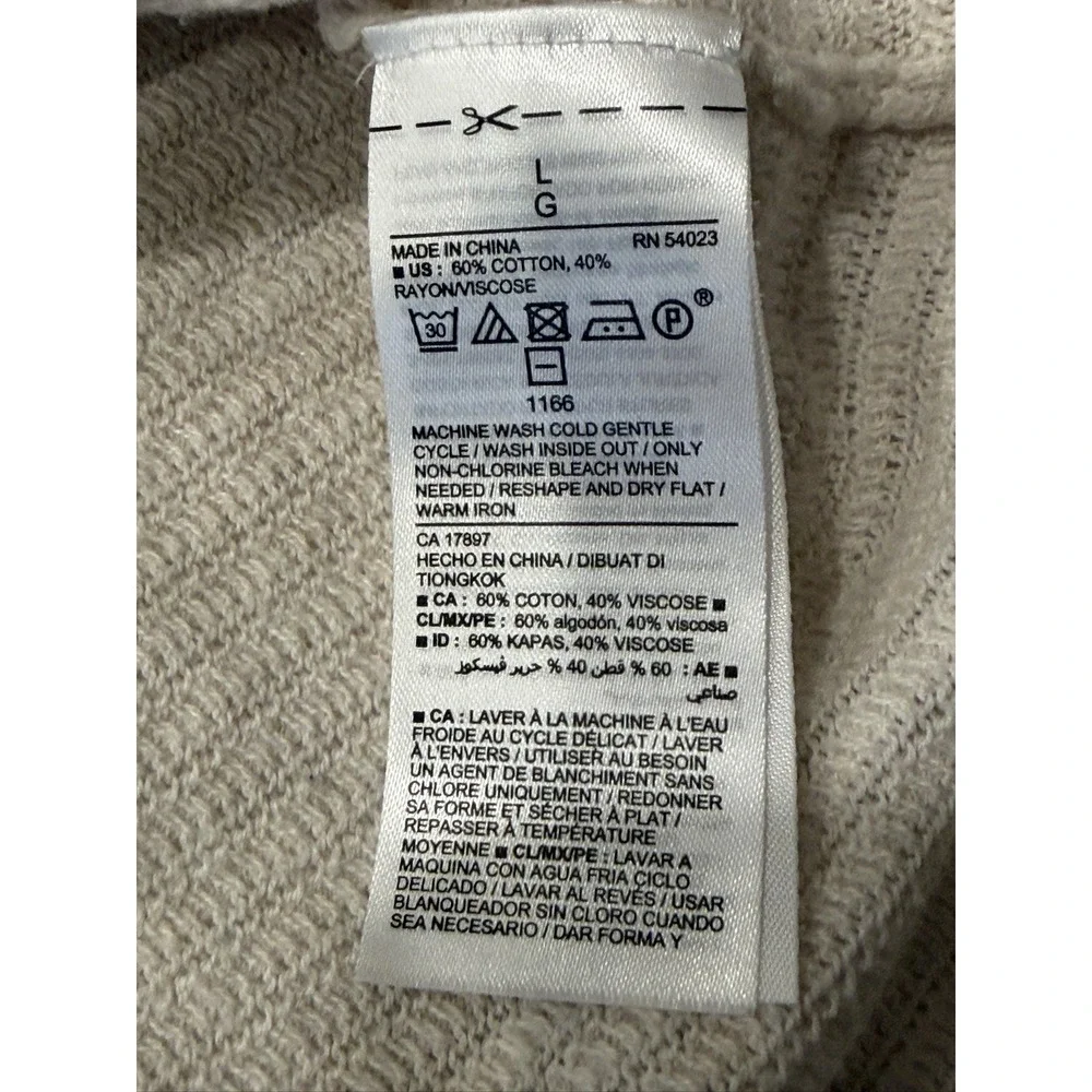 Old Navy Open Front Cardigan Women's L Beige Cotton Blend Textured Knit 3/4